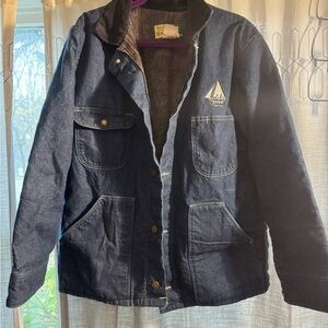 WearGuard Denim Chore Coat with Corduroy Collar & Blanket Liner VTG